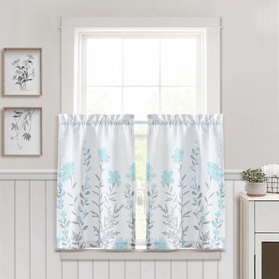 Aprile Linen Floral Ruffled Cafe Curtain
