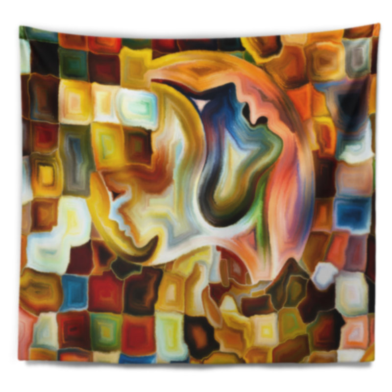 Manière abstraite de tapisserie de peinture intérieure, H 50 po x l 60 po