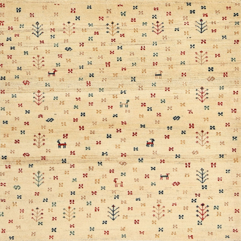 Tapis beige/brun, Carré 3 pi