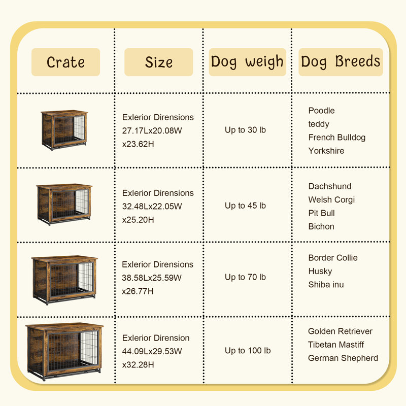 Brown Medium MDF and Steel Dog Crate Table