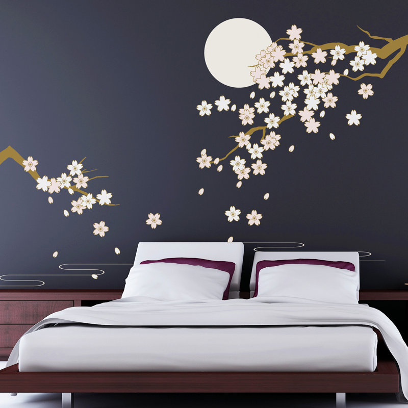 Décalcomanie murale fleur de fleurs sous moonlight