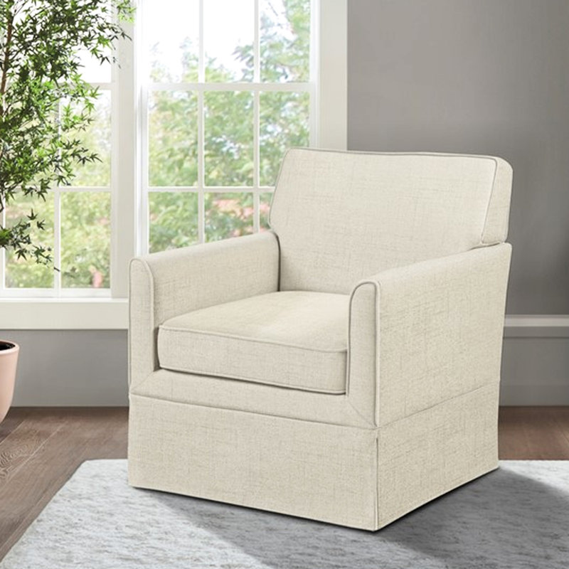 Fauteuil d'appoint à housse crème - Support à ressorts à arc 30 po Largeur de la base à jupe intemporelle 31 Profondeur