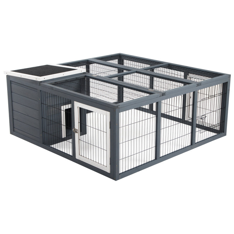 Outdoor Cage - Grey Waterproof Rabbit With Spacious Interior And Playful Setting For Small Animals , Thoughtfully Planned Pet Living Space, Practical