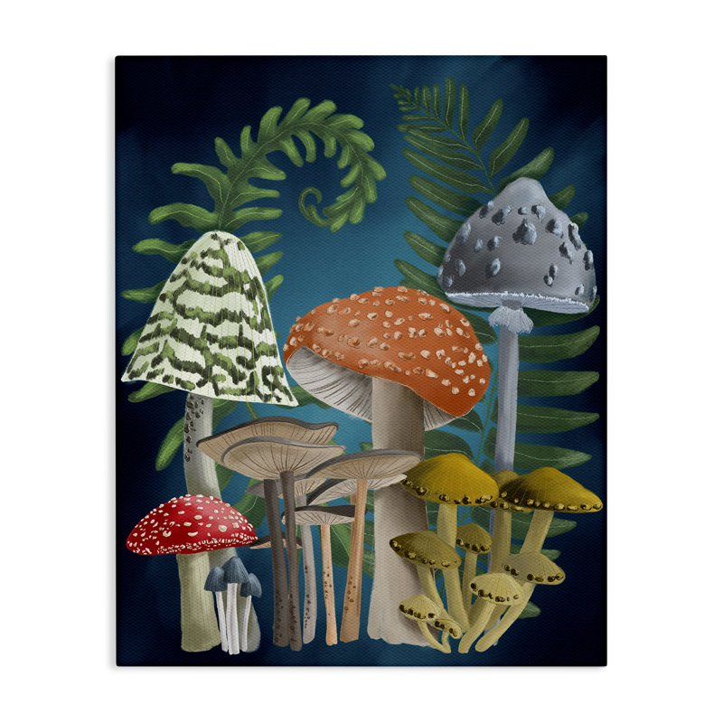 "Curling Ferns & Mushroom", art mural par Regina Moore, H 20 po x l 16 po