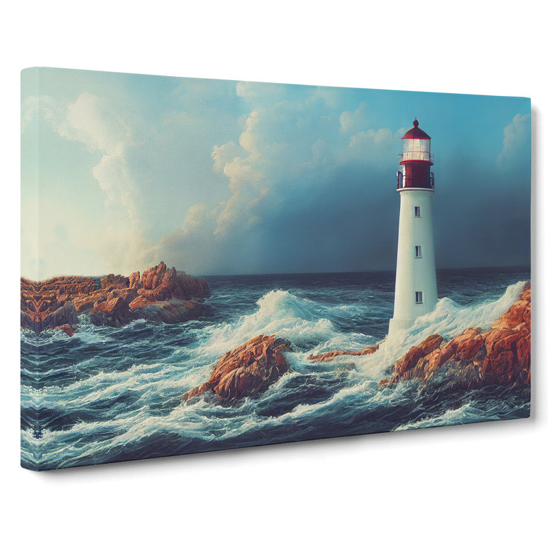 Riveting Lighthouse Seascape - Wrapped Canvas, 40cm H x 60cm W x 3cm D