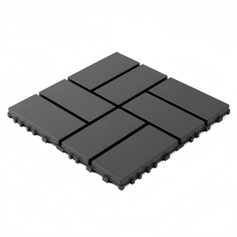 Carreaux de terrasse en plastique à emboîtement, paquet de 44, revêtement de sol intérieur imperméable 12 po x 12 po, toutes saisons, anti-dérapant pour terrasse