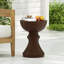Table d'appoint extérieure en béton brun côtelé 16 po Christopher Knight Home