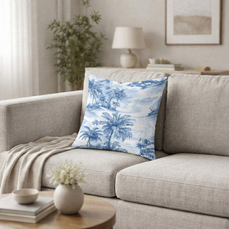Coussin décoratif de plage - Coussin bleu, H 18 po x l 18 po
