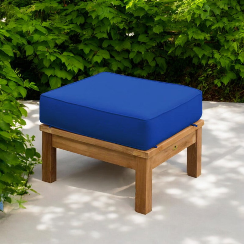 Galvan Solid Wood Teak Outdoor Ottoman, Navy
