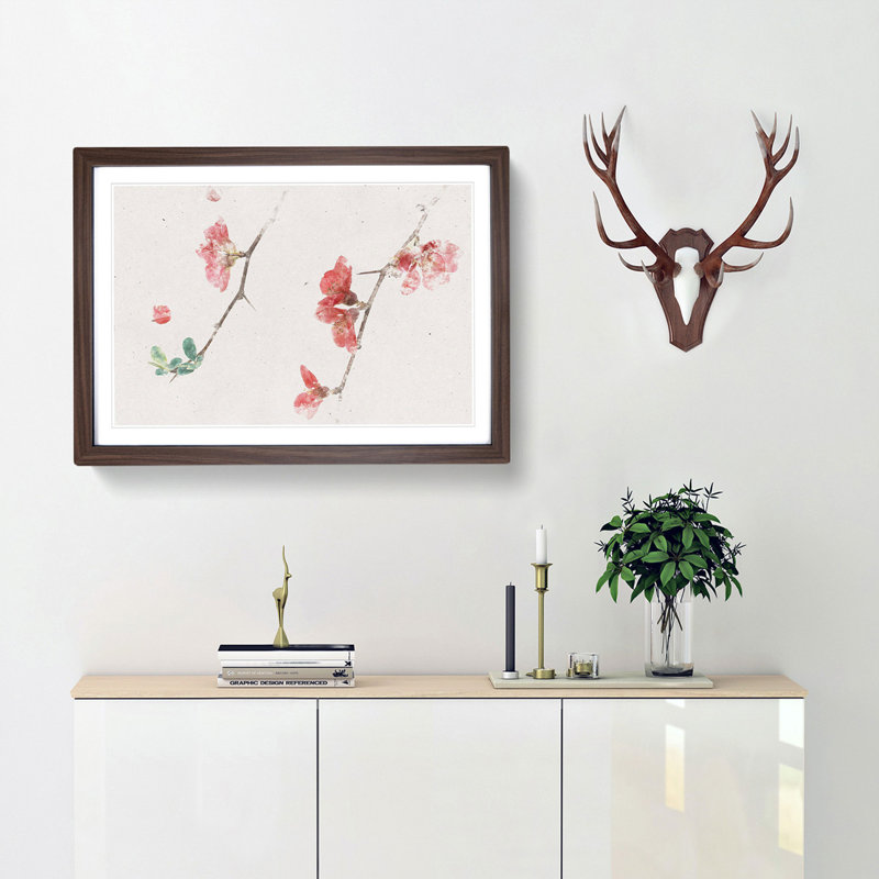 Pink Flowers & Thorns - Framed Print, Walnut Framed, 33cm H x 45cm W x 2cm D