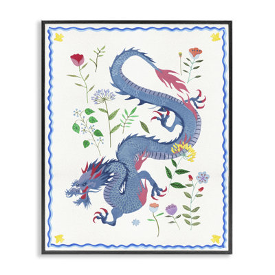  «Blue Dragon & Botanicals», art de la giclée encadrée par Melissa Wang