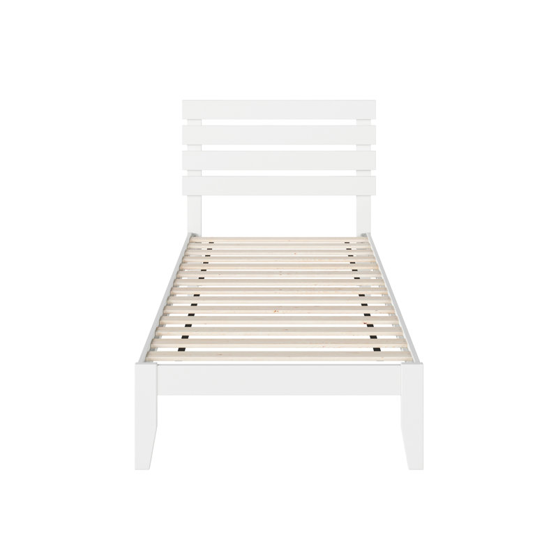 Giga Premium Wood Farmhouse Platform Bed, White, Twin XL
