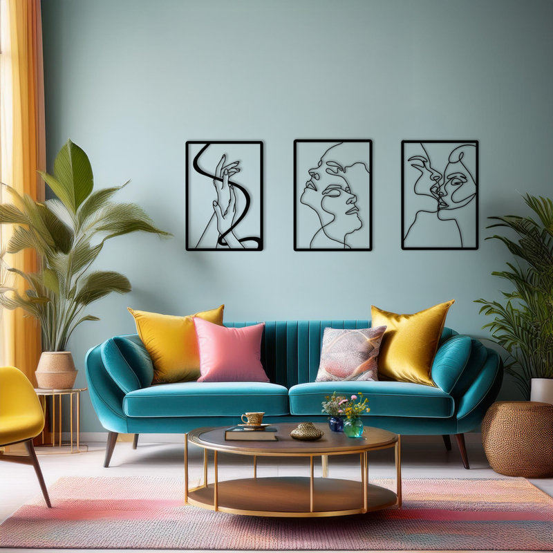 Ensemble de 3 décorations murales rectangulaires en métal 3 pièces