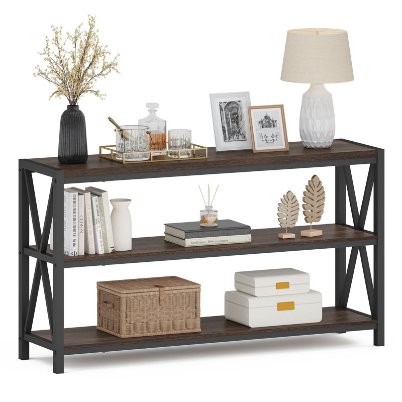 Guinna 55.12" Console Table, Dark Walnut/Black