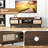 Bay Isle Home™ Wooden Tv Stand For Tvs Up To 65" With Storage Adjustable Shelf & Sliding Doors Walnut