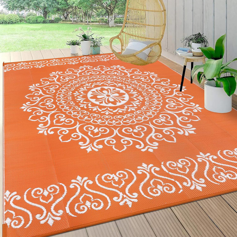 Outdoor Rug, Rectangle 8' x 10', Orange