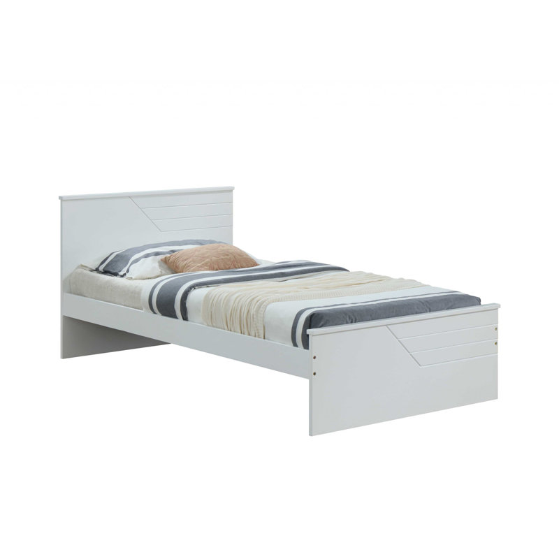 Lit simple en bois massif blanc 77 po x 41 po x 32 po