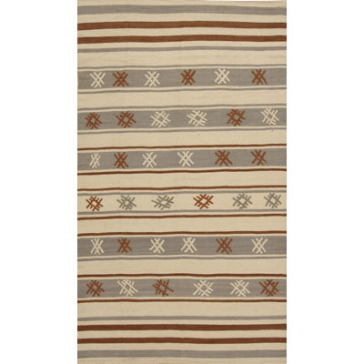 Striped Area Rug in Beige/Gray