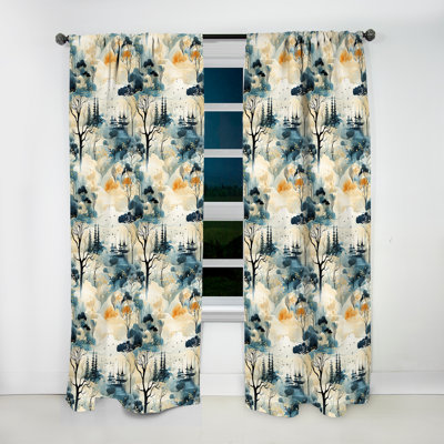 Winter Landscape Retreat Japan - Ikat Curtain - Velvet Room Darkening - 1 Panel