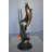 Valleystone Two dolphins with fish, table top bronze statue. -  Size: 8"L x 8"W x 22"H.