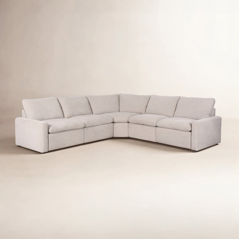 Tillery 5 - Piece Upholstered Sectional, Laken Stone Performance Weave