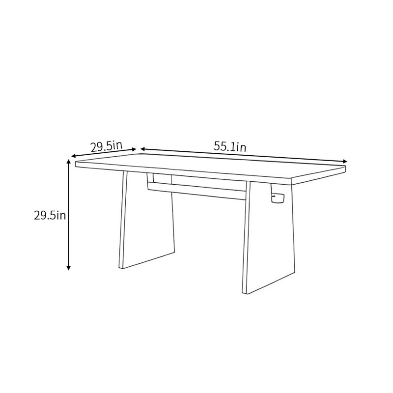 Modern simple high-end rectangular dining table, 29.5"H x 55.1"L x 29.5"W