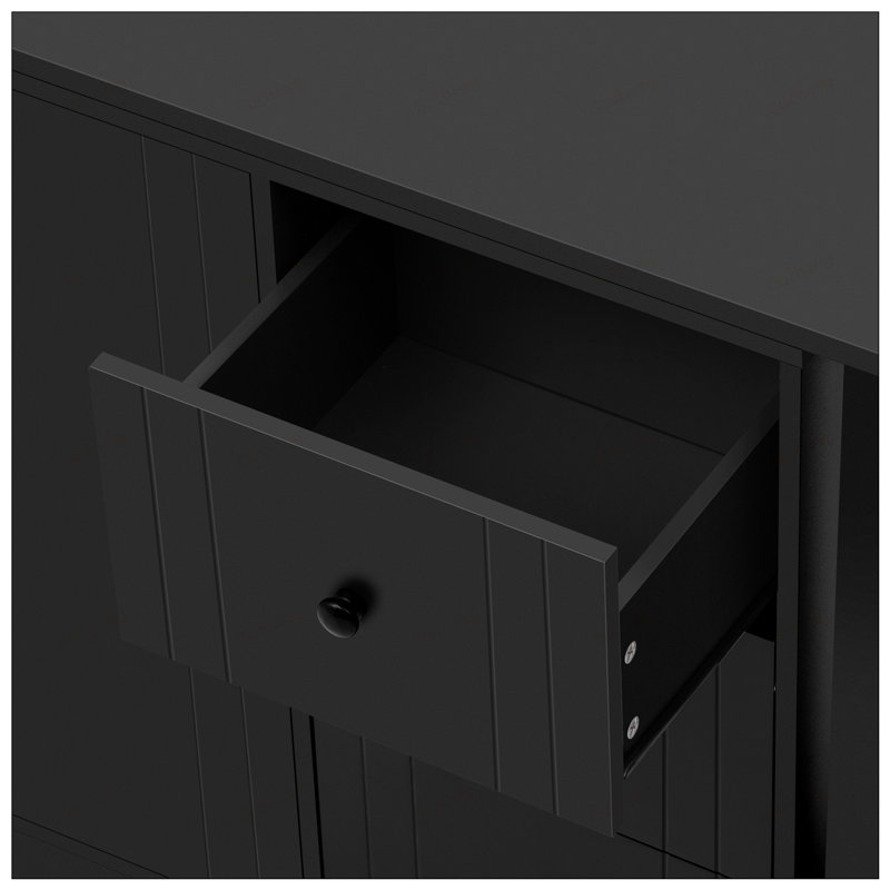 Buffet en bois avec table extensible, armoire de rangement multifonctionnelle pour salon, bureau, vestibule et cuisine, Noir