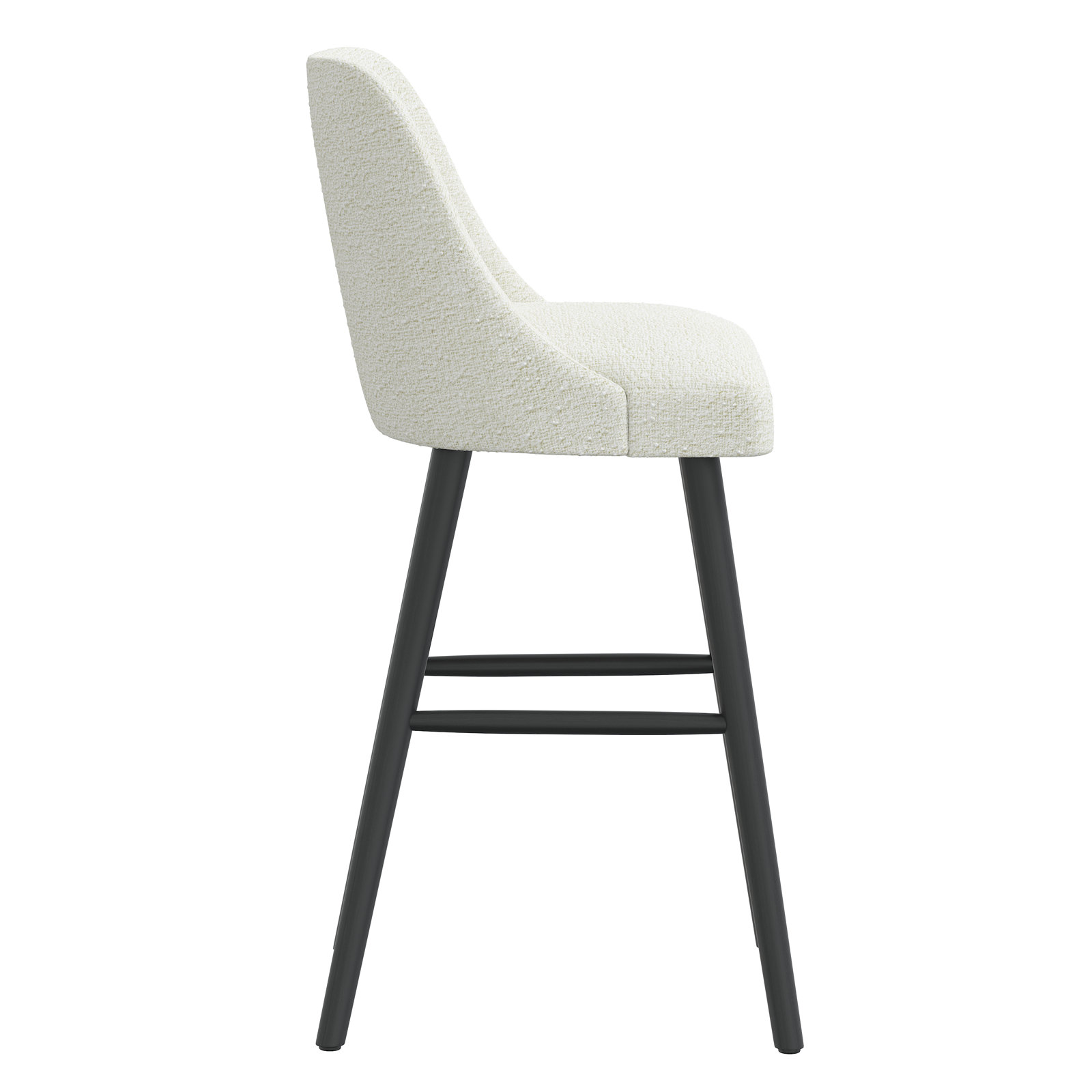 Gallie Mid-Century Modern Stool, Black, Bar Stool (31” Seat Height), White