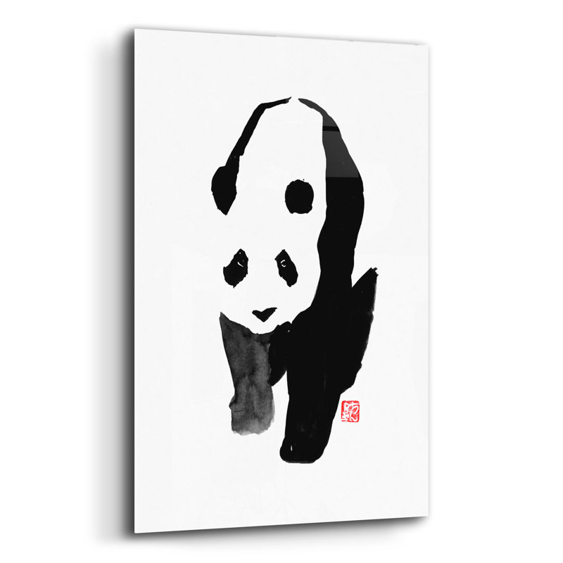 Bungalow rose «Panda» par Pechane, art mural en verre acrylique, 16 po x 24 po, H 16 po x l 12 po x P 0,13 po