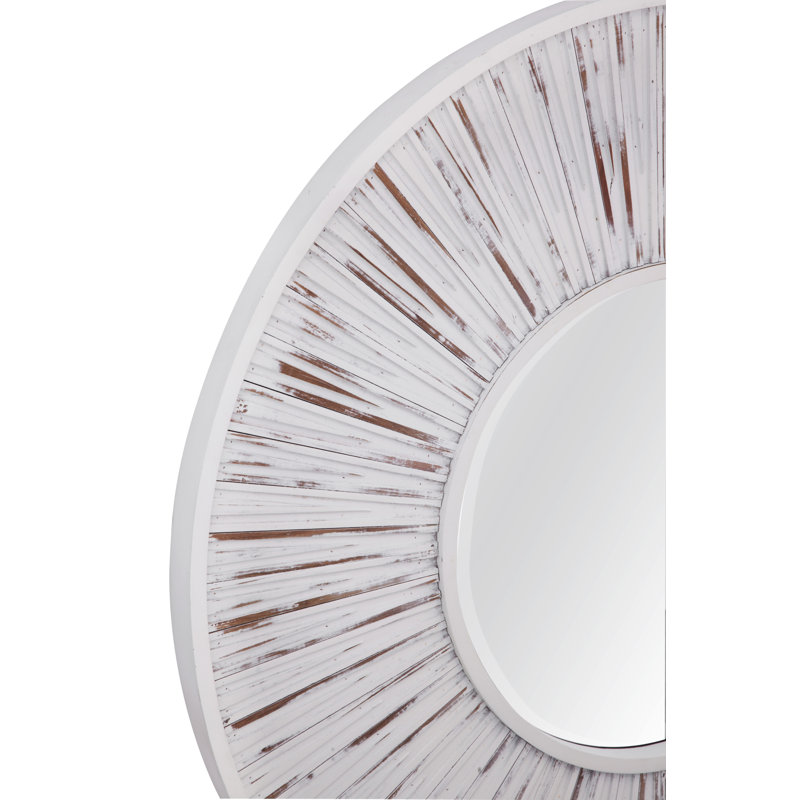 Solid Wood Frame Round Mirror