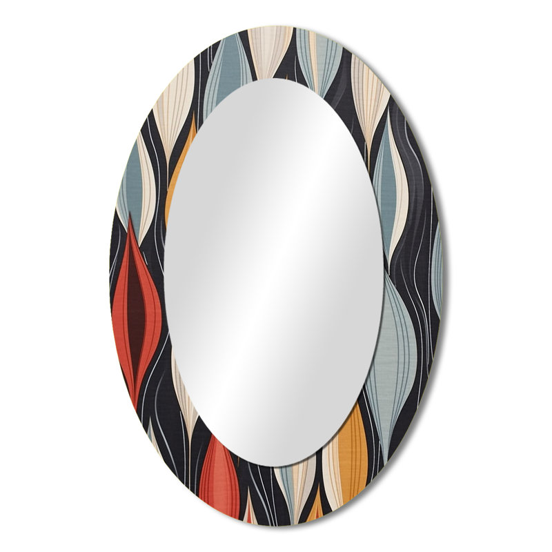 Rétro Abstractáleaves II - Miroir mural multicolore, 36 po x 24 po