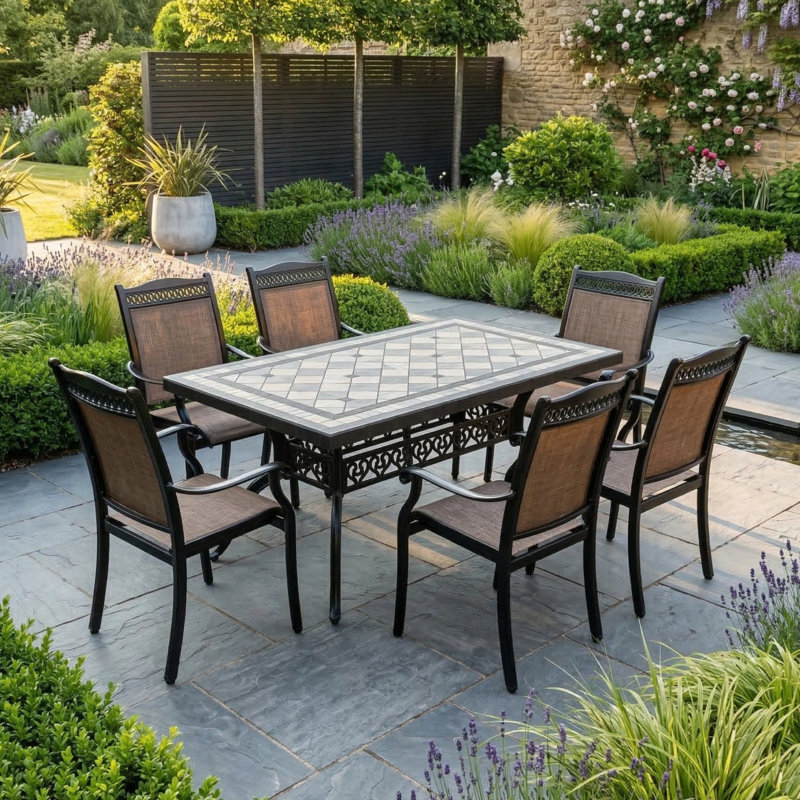 6 - Person Patio Dining Set Rectangular Table