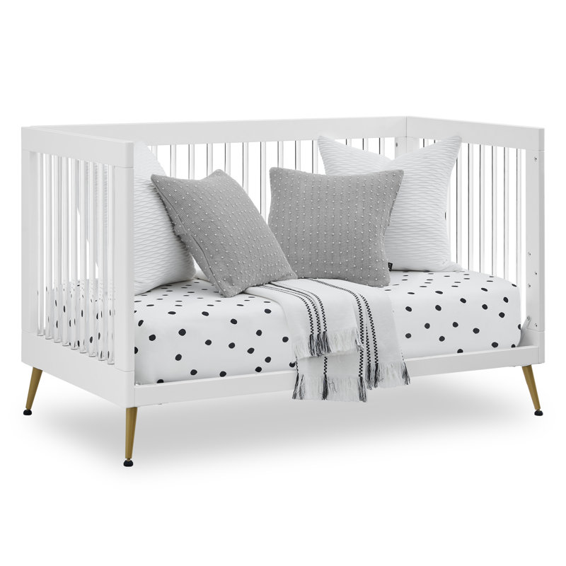Sloane 4-in-1 Convertible Crib, White/Gold