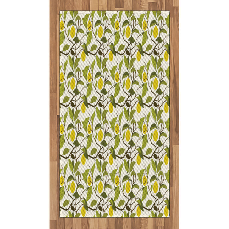 Lemons High Density Long Fiber Poly Threads Decorative Area Rug Carpet, Rectangle 2'7" x 5'