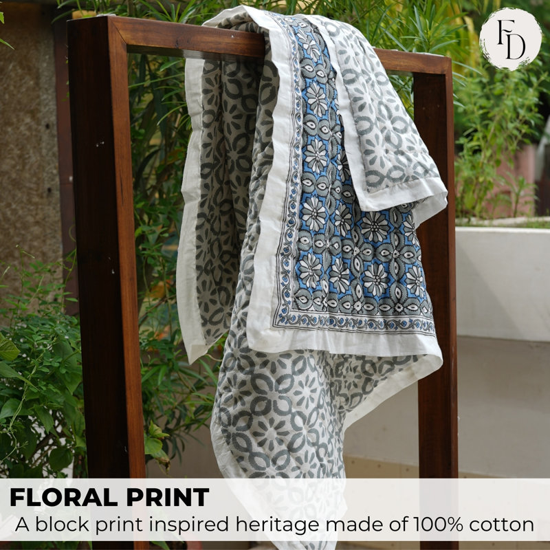 Literie bohème de luxe à motif floral en tissu imprimé Fab Fabine pour chambre et canapé, Très grand californien