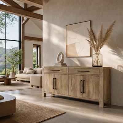 Anna 70" Solid Wood Sideboard Buffet Natural Finish