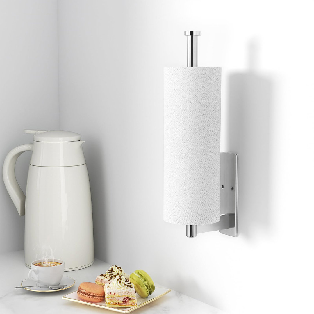 Stainless Steel Paper Towel Holder Under Cabinet, Self-Adhesive or Drilling
