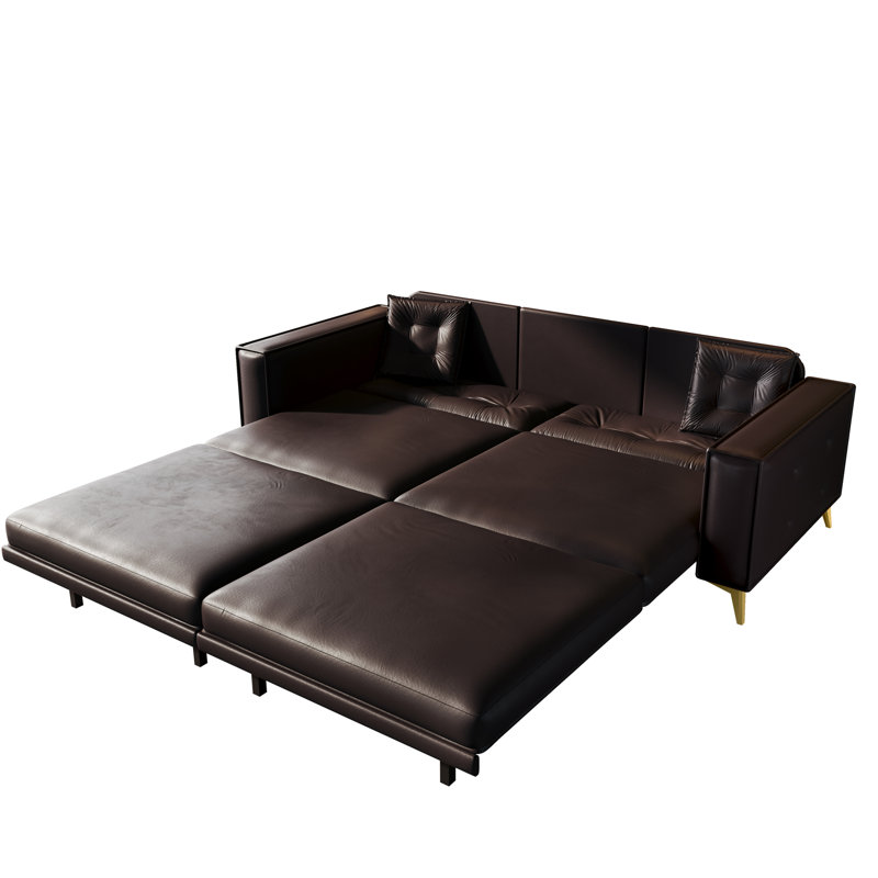 Canapé-lit moderne capitonné avec accoudoirs très larges, Dark Brown
