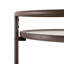 Chariot-bar rond moderne avec tablettes en verre trempé et roulettes verrouillables dorées-132166646