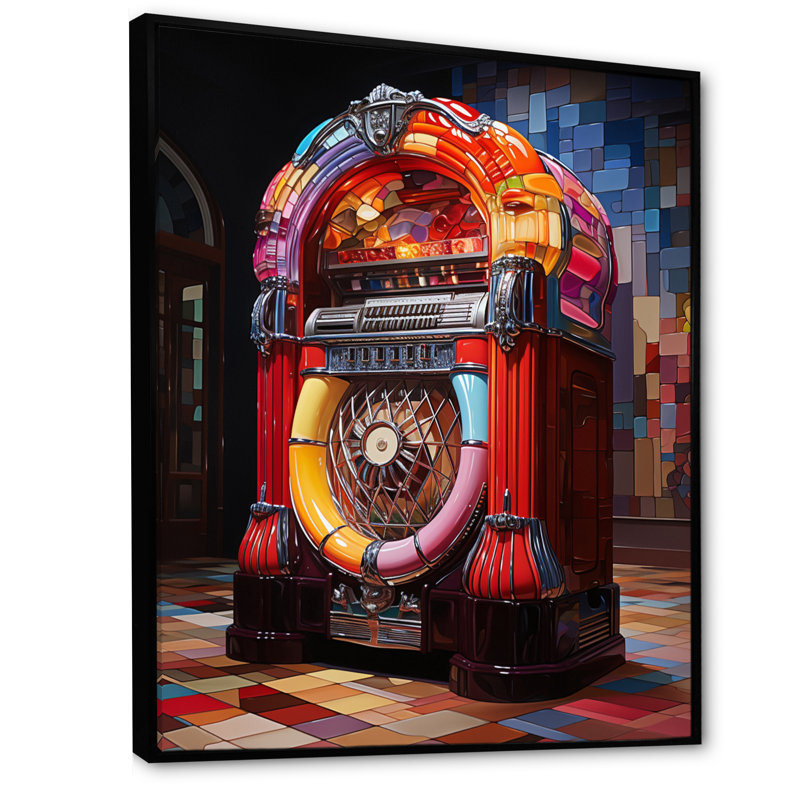 Jukeboxes Nostalgic Melodies II - Entertainment Canvas Prints, H 32 po x l 16 po x P 1 po, Cadre flottant noir