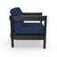 Fauteuil club d'extérieur gris foncé en aluminium avec dossier moderne et coussins Sunbrella-1820514034