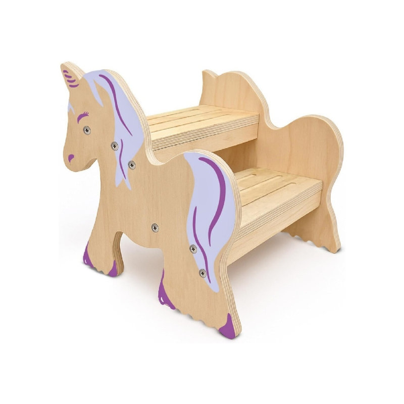 Tabouret à 2 marches Unicorn pour la cuisine, P 14,2 po x l 5,7 po x H 11,8 po, brun