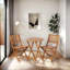 Ensemble de table, ensemble bistro 3 pièces en bois d'acacia, mobilier de patio pliant en bois pour terrasse de jardin et 2 chaises pliables, brun clair
