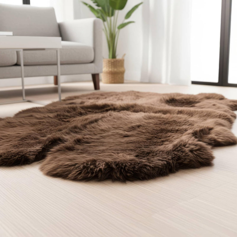 Tapis brun fait à la main Fraga, Nouveauté 4 pi x 6 pi