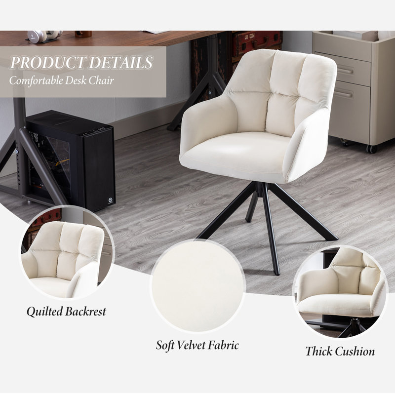 Largo Office Chair Upholstery Swivel Home Office Chair Ergonomic Desk Chair, Beige