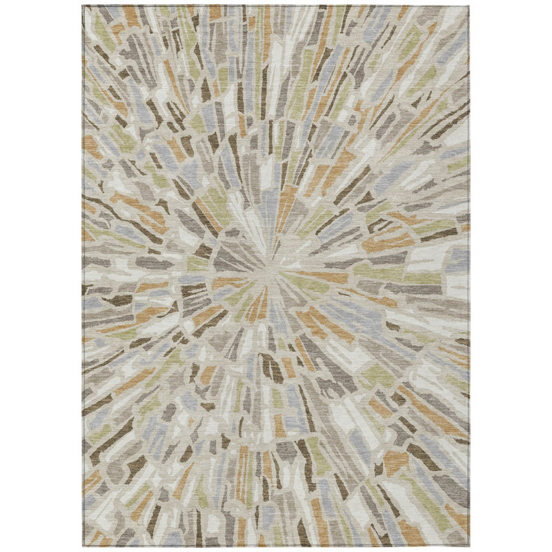 Machine Washable Indoor/Outdoor Chantille ACN2514 Modern Rug, Rectangle 10' x 14', Beige