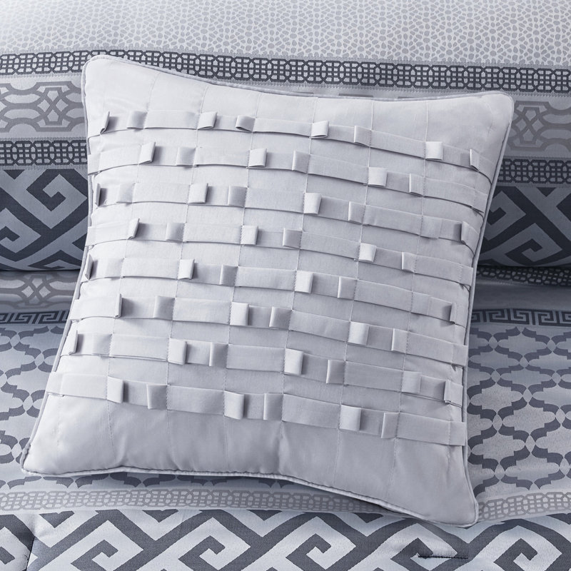 Literie de luxe bleu marine très grand - 7 pièces avec édredon, taies décoratives et jupe de lit pour édredon lavable à la machine