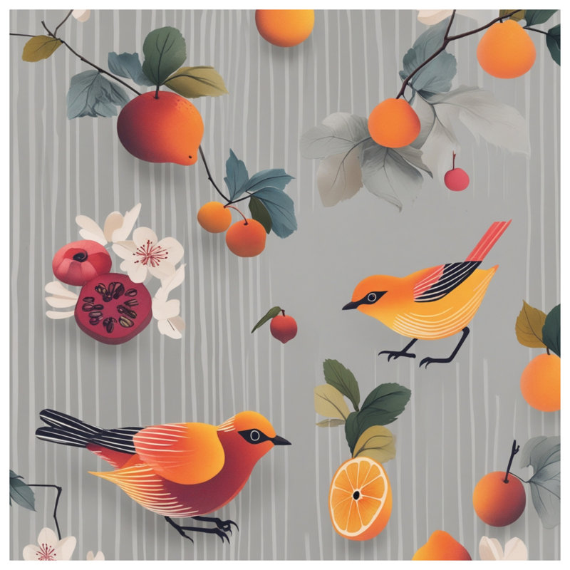Oiseaux avec fruits Housses de couette, Grand lit