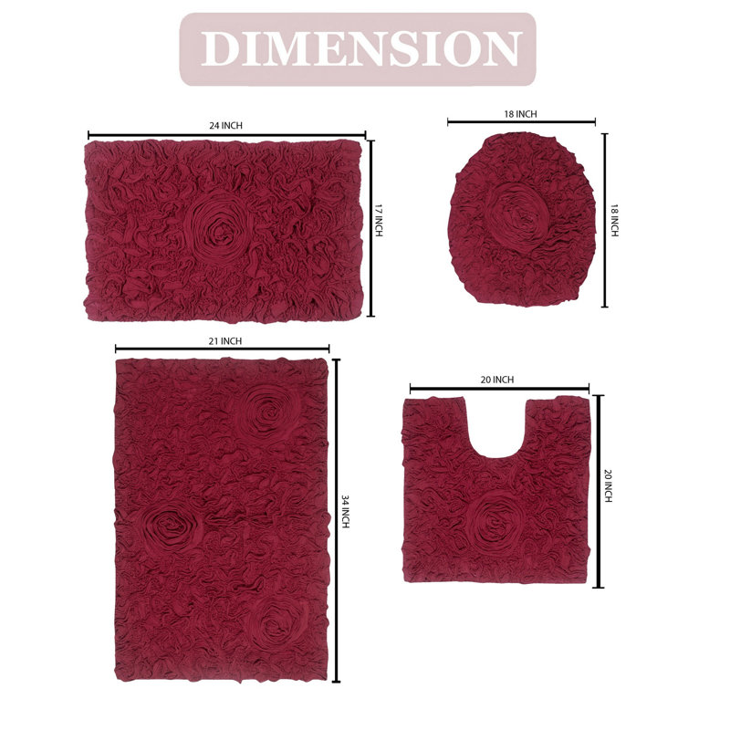 Alamanno 4 Piece Bath Rug Set, Red