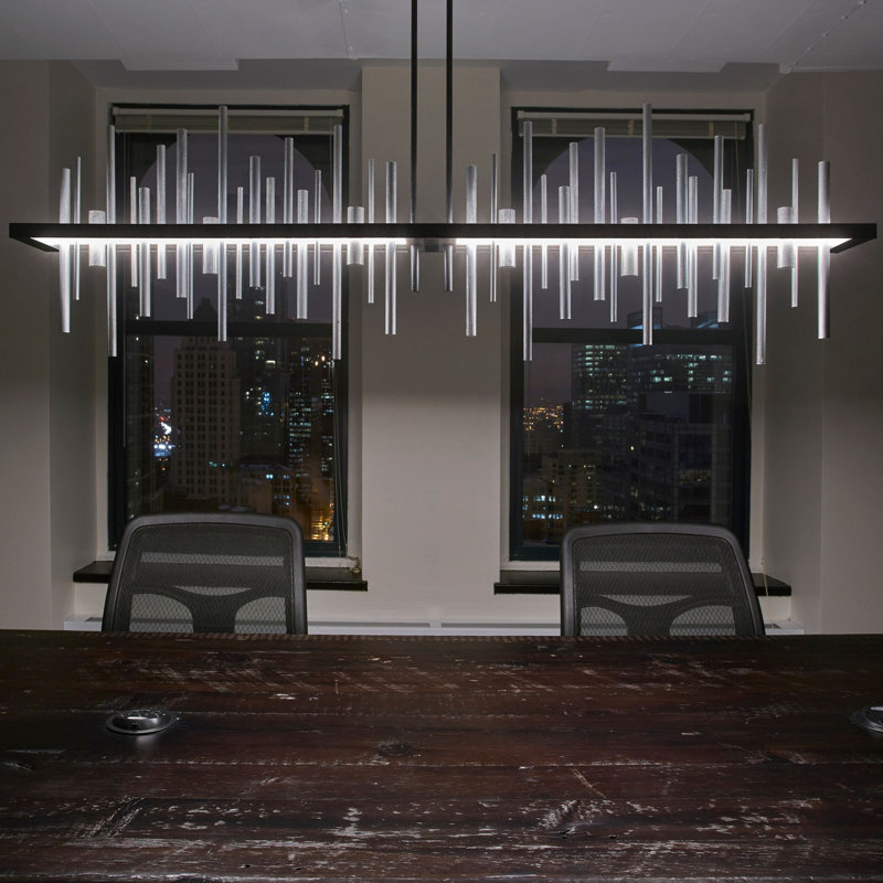 Cityscape 1 - Light Kitchen Island Linear LED Pendant, Black, Sterling
